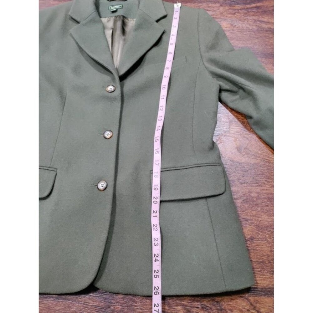 VINTAGE 90's L.L. Bean Cashmere Wool Blazer Jacket Forest Green Size 12P - Picture 13 of 16